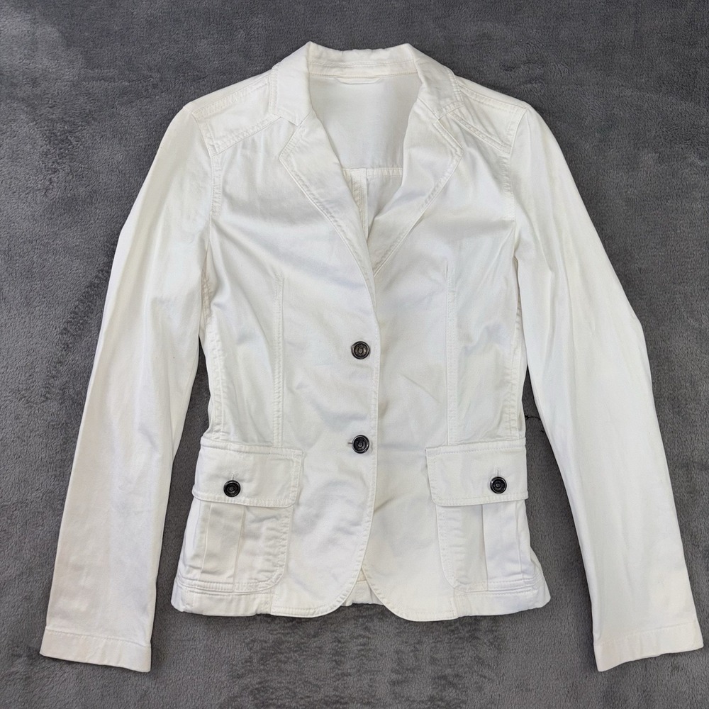Massimo Dutti Jacket Womens M 32 Cotton Button Pocket Slit Stretch Preppy Blazer